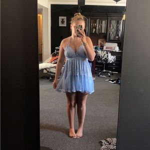 Baby blue backless tie dress